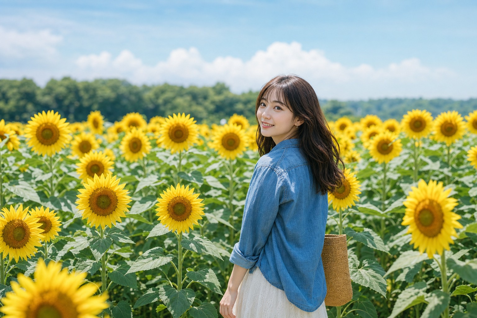 ひまわり畑でのポートレート撮影イメージ