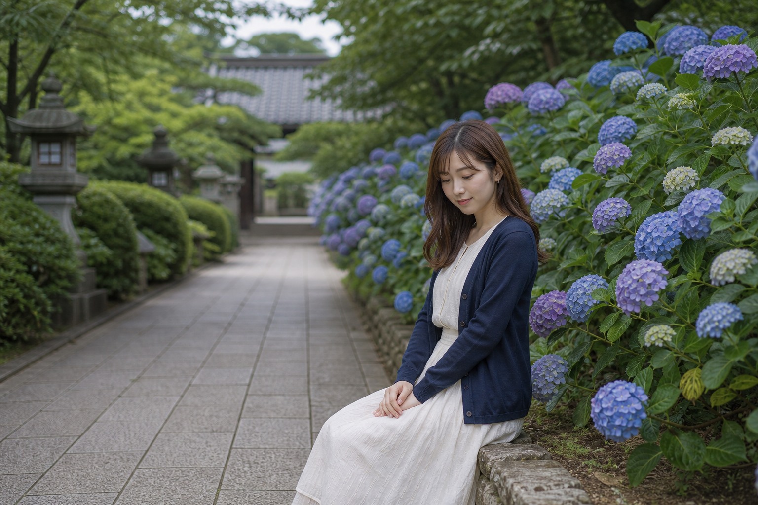 紫陽花とポートレート撮影のイメージ